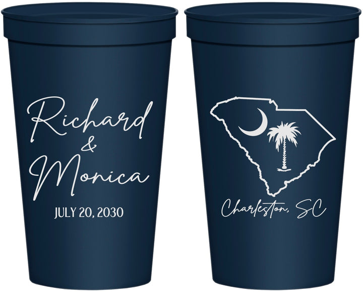 Personalized Wedding 22 oz Stadium Cups - South Carolina | 139