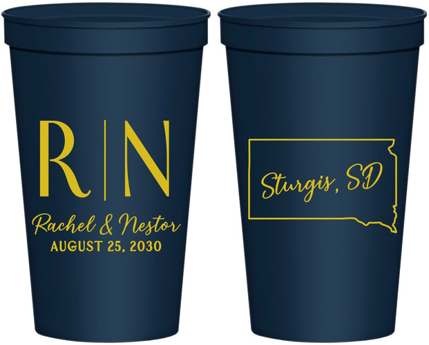 Personalized Wedding 22 oz Stadium Cups - South Dakota | 140