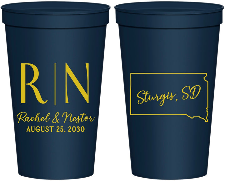 Personalized Wedding 22 oz Stadium Cups - South Dakota | 140