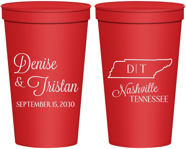 Personalized Wedding 22 oz Stadium Cups - Tennessee | 141