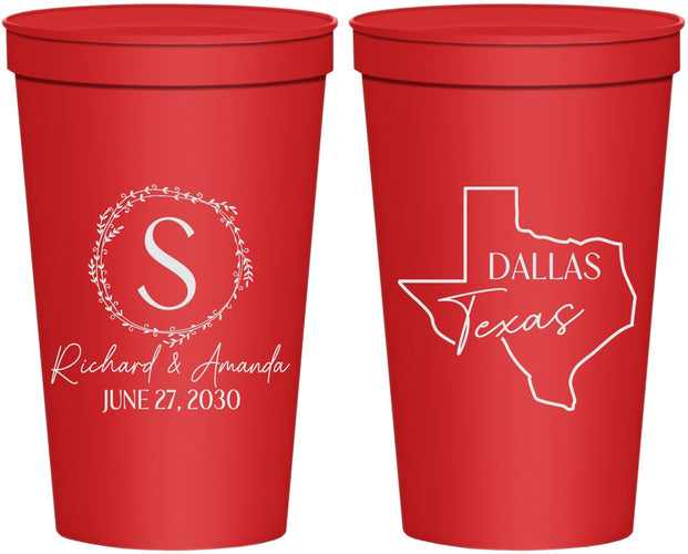 Personalized Wedding 22 oz Stadium Cups - Texas | 142