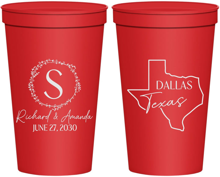 Personalized Wedding 22 oz Stadium Cups - Texas | 142
