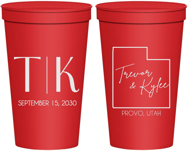 Personalized Wedding 22 oz Stadium Cups - Utah | 143