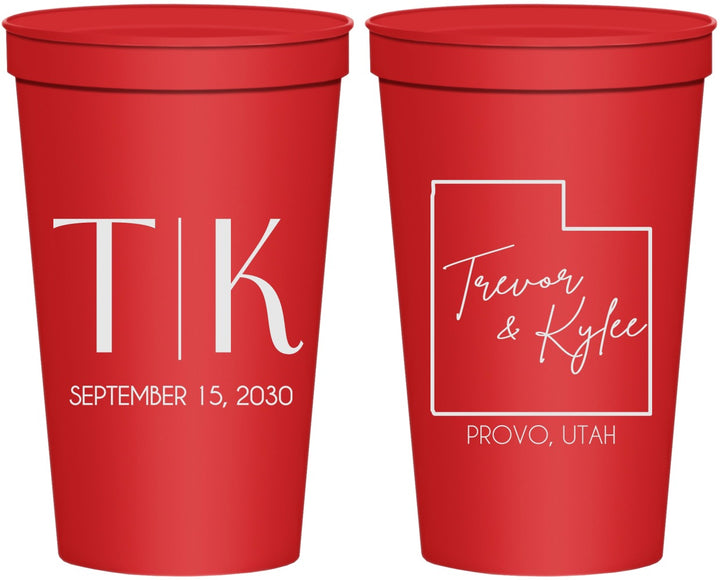 Personalized Wedding 22 oz Stadium Cups - Utah | 143