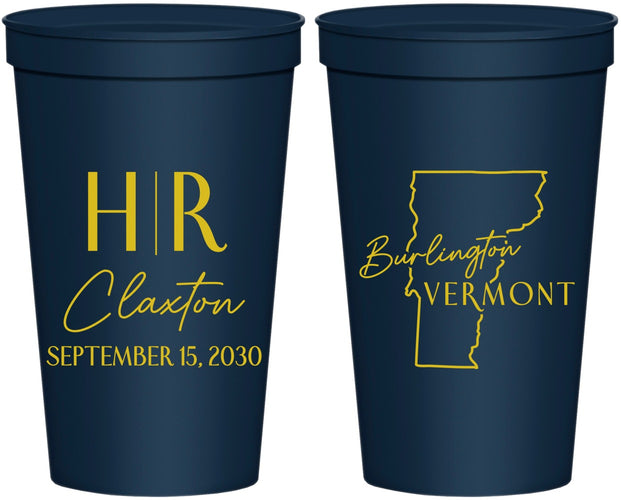 Personalized Wedding 22 oz Stadium Cups - Vermont | 144