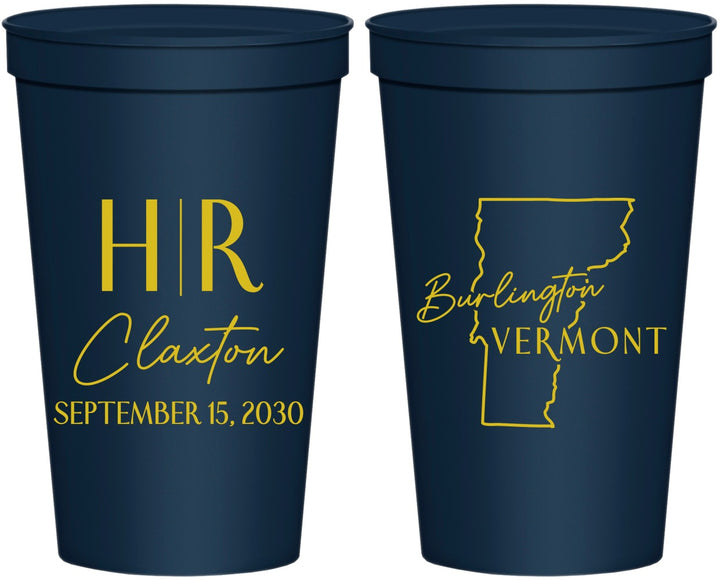 Personalized Wedding 22 oz Stadium Cups - Vermont | 144
