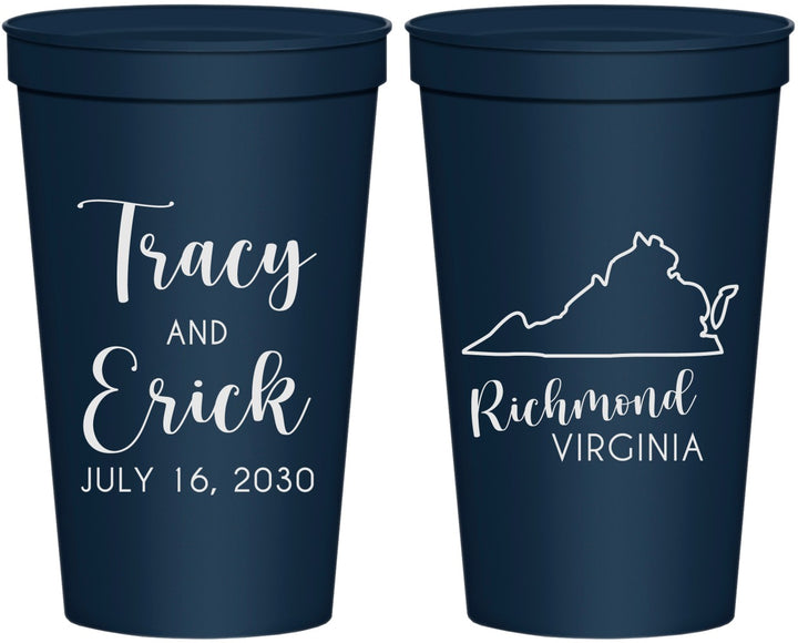 Personalized Wedding 22 oz Stadium Cups - Virginia | 145