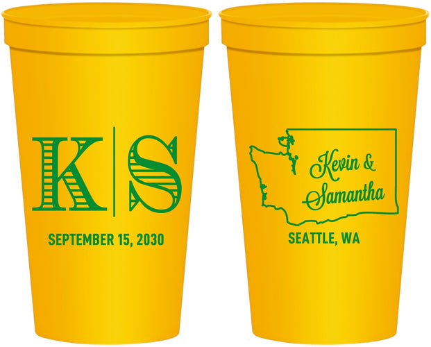 Personalized Wedding 22 oz Stadium Cups - Washington | 146