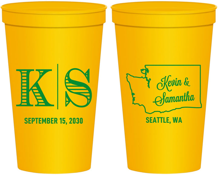 Personalized Wedding 22 oz Stadium Cups - Washington | 146