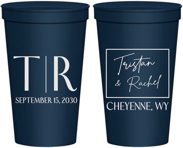 Personalized Wedding 22 oz Stadium Cups - Wyoming | 149