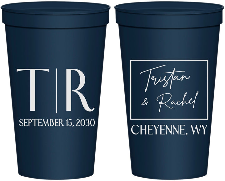 Personalized Wedding 22 oz Stadium Cups - Wyoming | 149