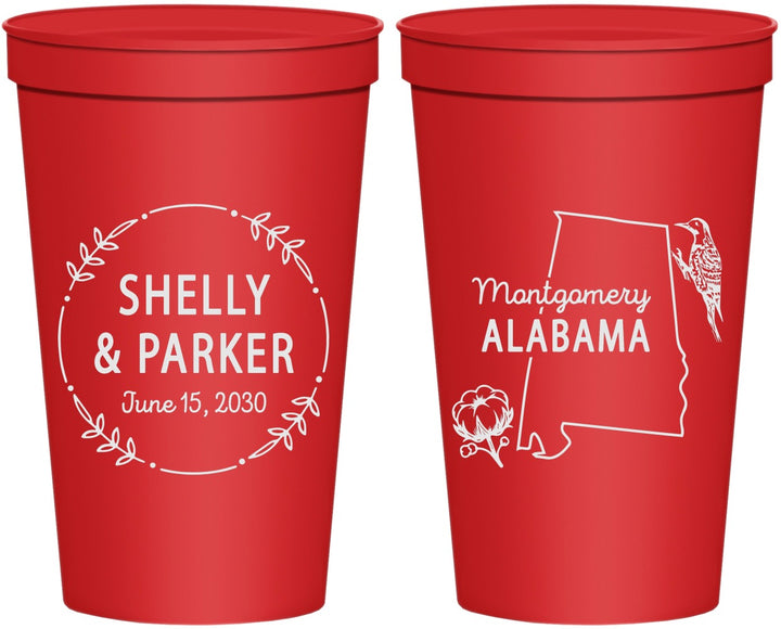 Personalized Wedding 22 oz Stadium Cups - Alabama | 150
