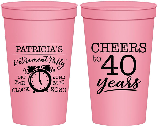 Personalized Retirement 22 oz Stadium Cups - Off The Clock | 150000