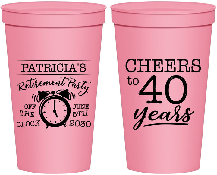 Personalized Retirement 22 oz Stadium Cups - Off The Clock | 150000