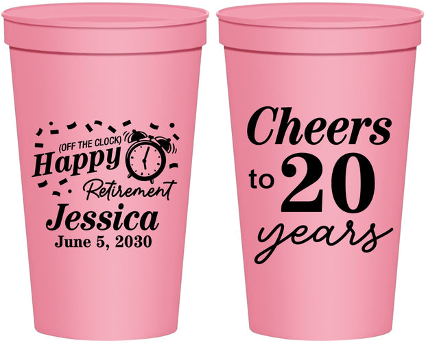 Personalized Retirement 22 oz Stadium Cups - Off The Clock | 150001
