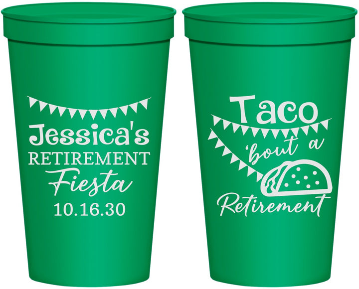 Personalized Retirement 22 oz Stadium Cups - Taco Bout A Retirement | 150002