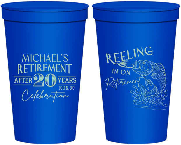 Personalized Retirement 22 oz Stadium Cups - Fishing Reeling In | 150007