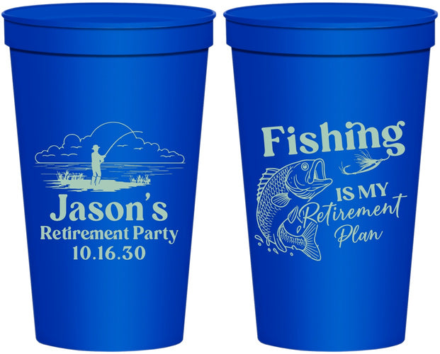 Personalized Retirement 22 oz Stadium Cups - Fishing | 150009