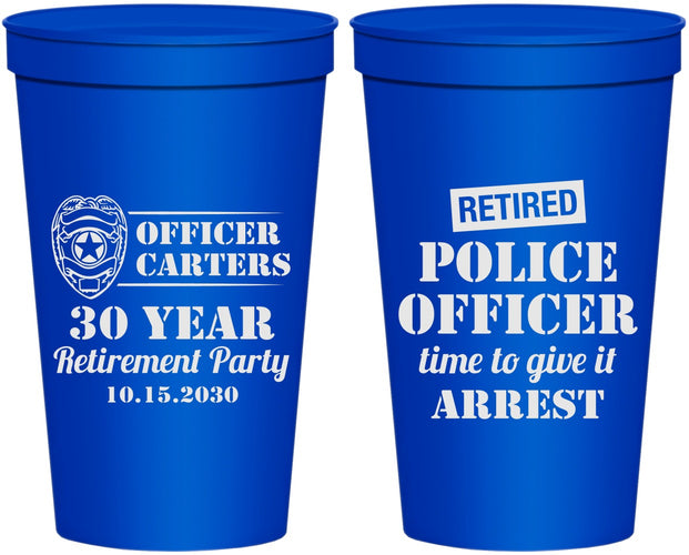 Personalized Retirement 22 oz Stadium Cups - Police Officer | 150010