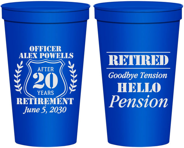 Personalized Retirement 22 oz Stadium Cups - Police Officer | 150011