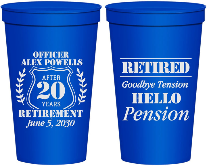 Personalized Retirement 22 oz Stadium Cups - Police Officer | 150011