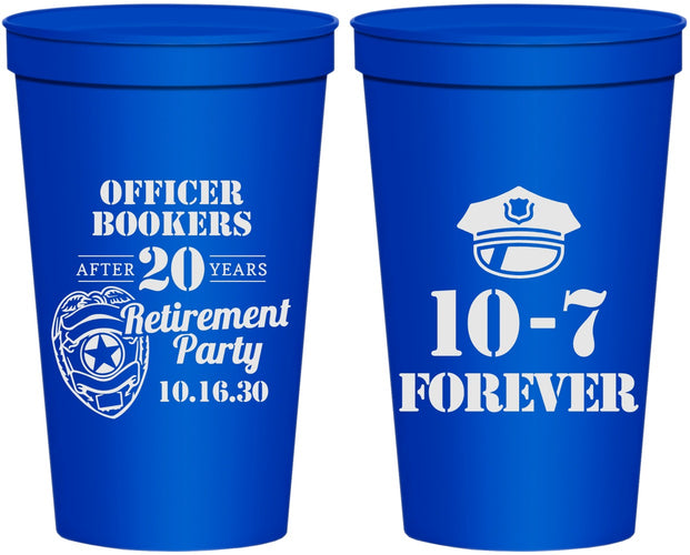 Personalized Retirement 22 oz Stadium Cups - Police Officer | 150012