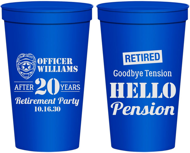Personalized Retirement 22 oz Stadium Cups - Police Officer | 150013