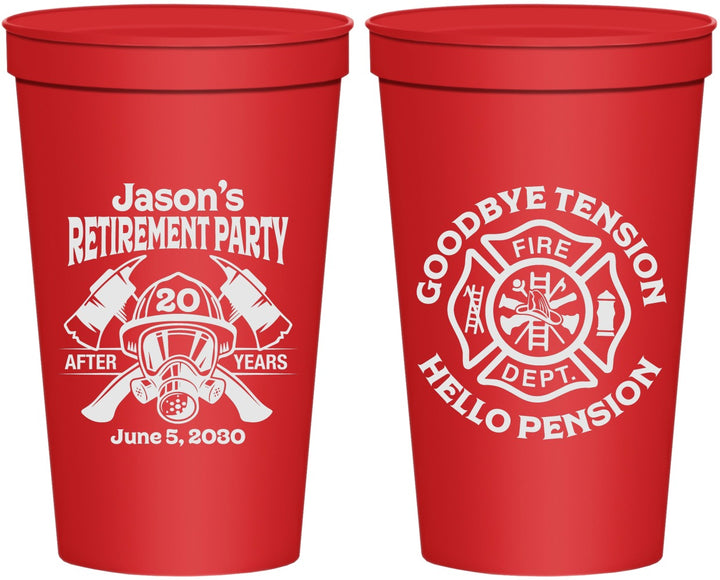 Personalized Retirement 22 oz Stadium Cups - Firefighter | 150015