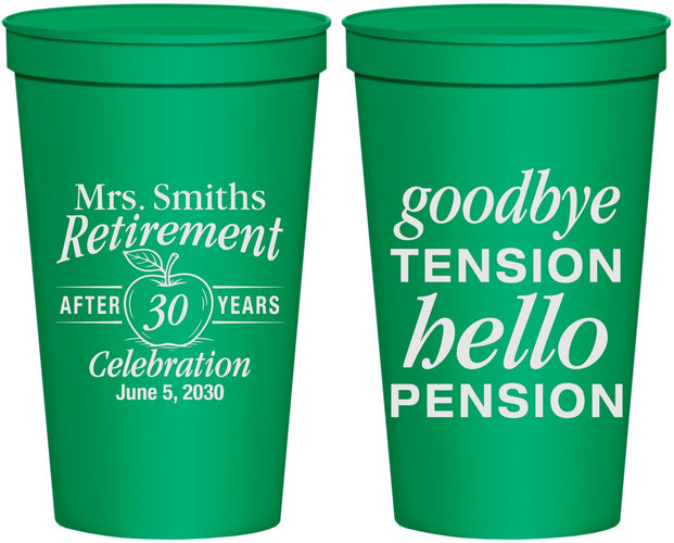 Personalized Retirement 22 oz Stadium Cups - Teacher | 150020