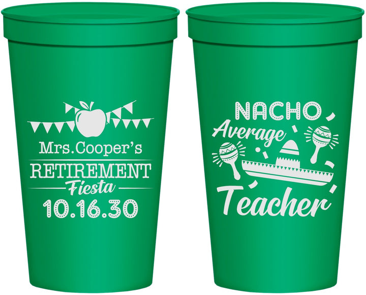 Personalized Retirement 22 oz Stadium Cups - Nacho Average Teacher | 150023
