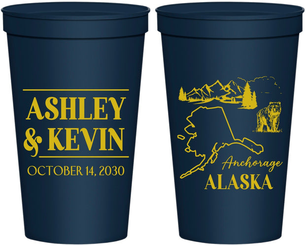 Personalized Wedding 22 oz Stadium Cups - Alaska | 151