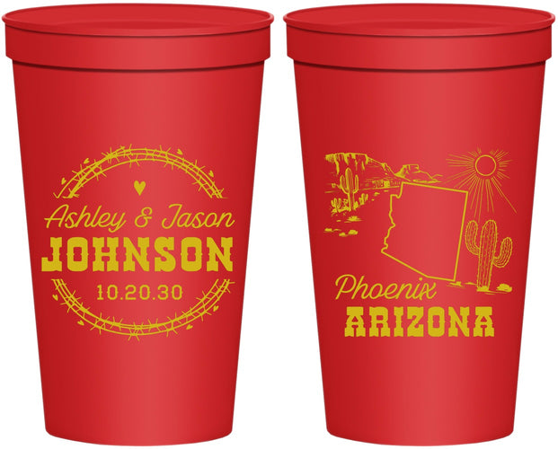 Personalized Wedding 22 oz Stadium Cups - Arizona | 152