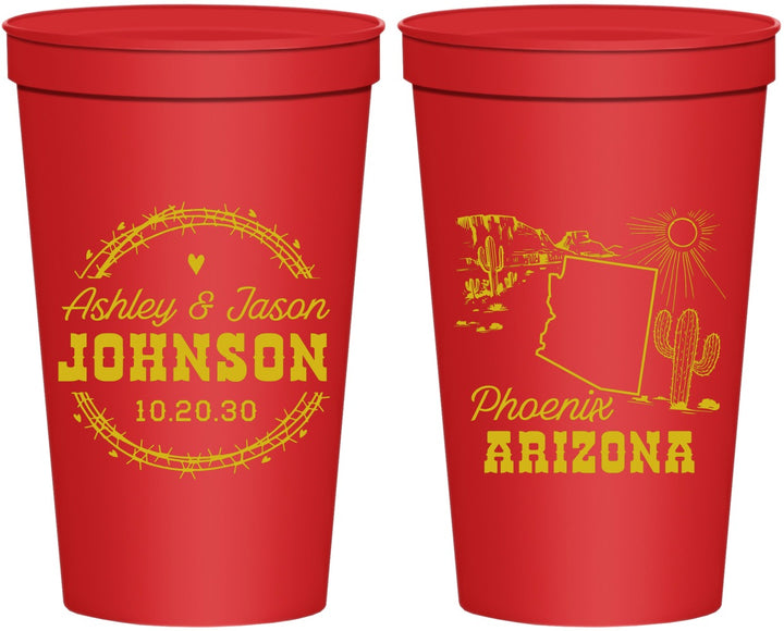Personalized Wedding 22 oz Stadium Cups - Arizona | 152