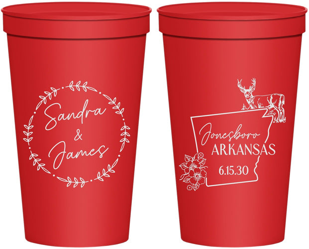 Personalized Wedding 22 oz Stadium Cups - Arkansas | 153