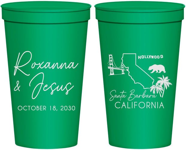 Personalized Wedding 22 oz Stadium Cups - California | 154