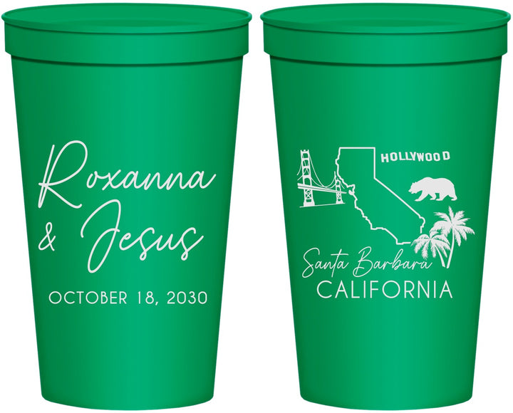 Personalized Wedding 22 oz Stadium Cups - California | 154