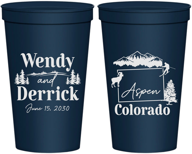 Personalized Wedding 22 oz Stadium Cups - Colorado | 155