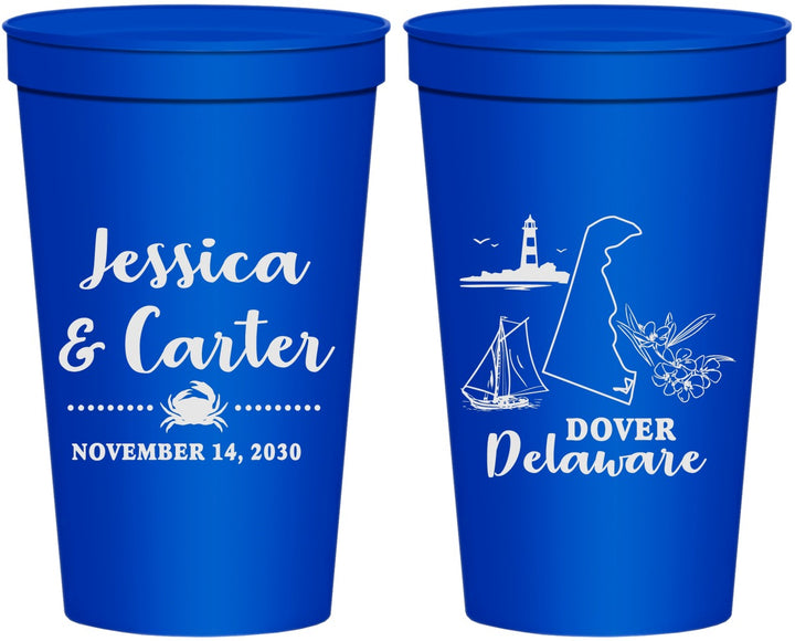 Personalized Wedding 22 oz Stadium Cups - Delaware | 157