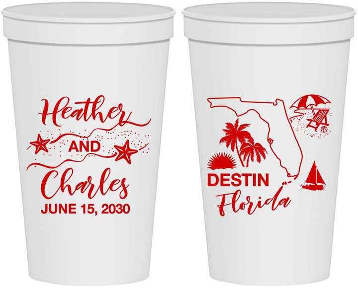 Personalized Wedding 22 oz Stadium Cups - Florida | 158
