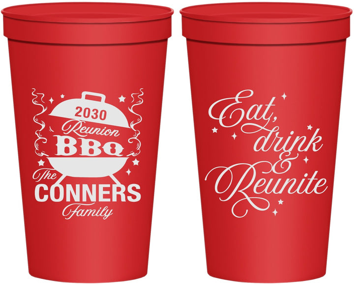 Personalized Family Reunion 22 oz Stadium Cups - Bbq Eat Drink Reunite | 160000