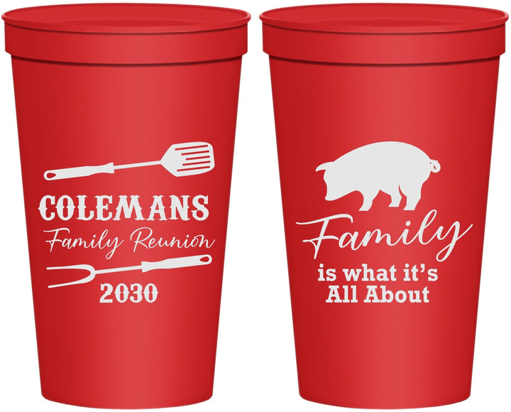 Personalized Family Reunion 22 oz Stadium Cups - Bbq Barbeque | 160002