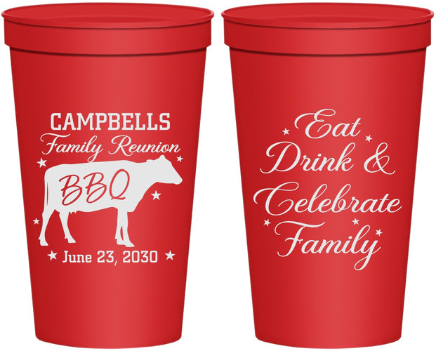 Personalized Family Reunion 22 oz Stadium Cups - Bbq Eat Drink | 160004