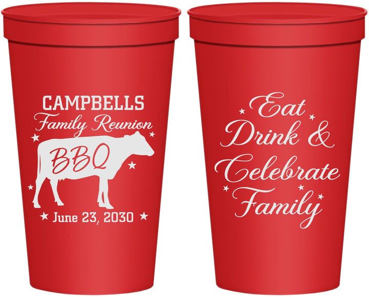 Personalized Family Reunion 22 oz Stadium Cups - Bbq Eat Drink | 160004