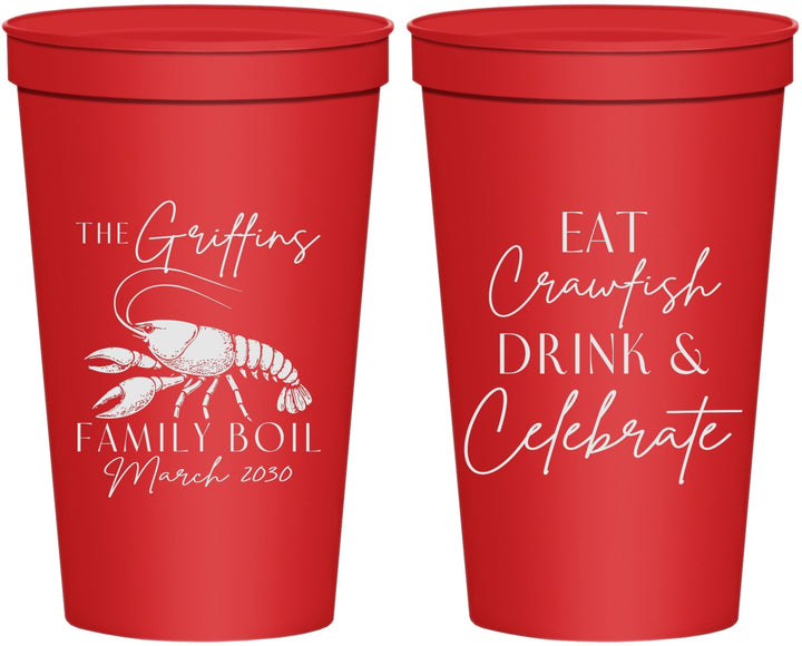 Personalized Family Reunion 22 oz Stadium Cups - Crawfish Boil | 160007