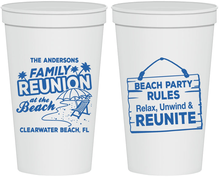 Personalized Family Reunion 22 oz Stadium Cups - Beach Reunite | 160011