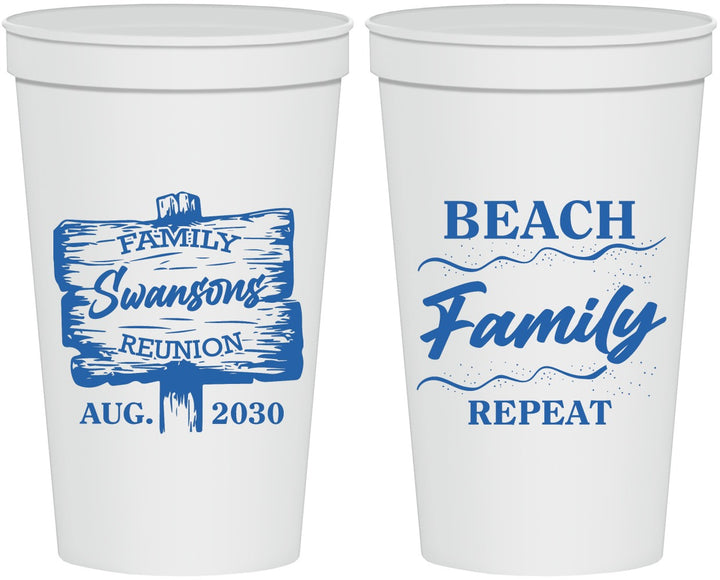 Personalized Family Reunion 22 oz Stadium Cups - Beach Family Repeat | 160013