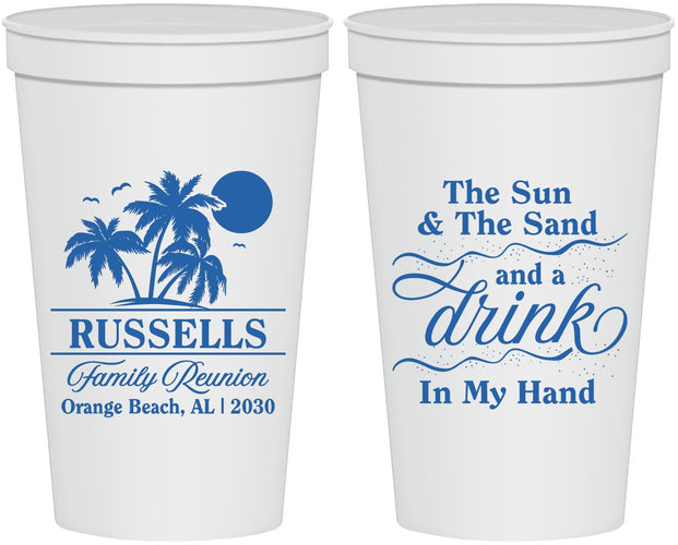 Personalized Family Reunion 22 oz Stadium Cups - Sun Sand Drink Beach | 160015