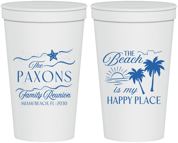 Personalized Family Reunion 22 oz Stadium Cups - Beach Is My Happy Place | 160016