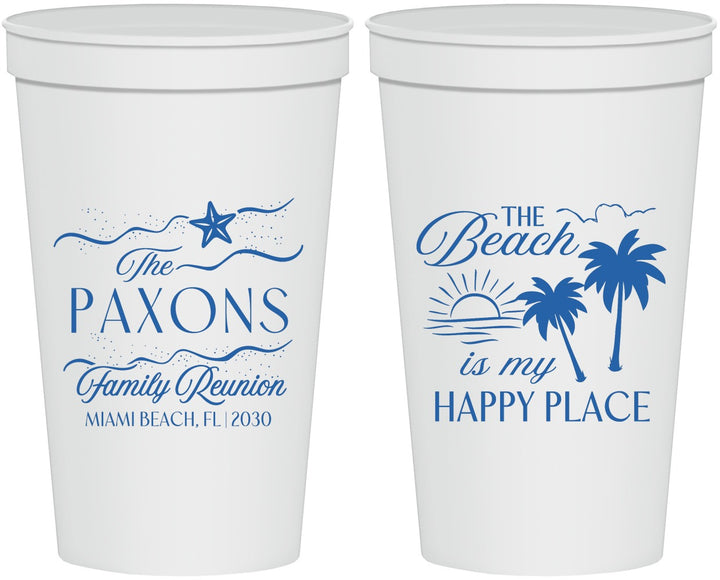 Personalized Family Reunion 22 oz Stadium Cups - Beach Is My Happy Place | 160016