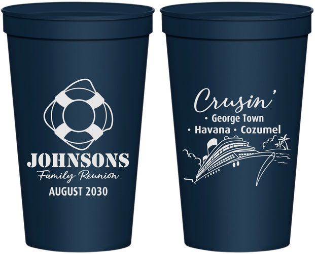 Personalized Family Reunion 22 oz Stadium Cups - Cruise Crusin | 160025